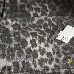 New Diane Von Furstenberg Animal Print Scarf and Hat Set Wool and Cashmere